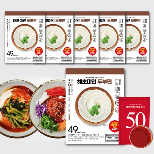 해초미인 상온 저칼로리 두부면 6봉 + 비빔소스 6봉 국산콩 국수
