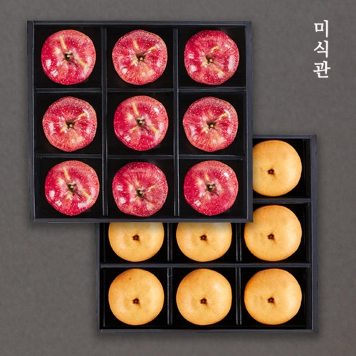 [미식관] 명품 사과+배 혼합세트 (사과3.5kg 9과+배5.6kg 9과)총 2박스 9kg