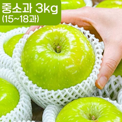 [청년과수원] 제철 썸머킹(가정용) 아오리사과 중소과 3kg (15-18과)