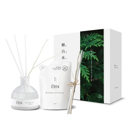 순백수 히노키 리프 디퓨저 150ml 기프트 세트(본품 + 리필 + 리드스틱 2개)